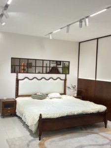 Traditional <b>Platform</b> <b>Bed</b> Queen Size Solid Wood <b>Frame</b> Soft Upholstered Headboard Black Finish - Product Image 5