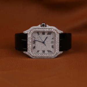 Luxury VVS Moissanite Diamond NH35 Stainless Steel Case <b>Watch</b> Silver Fully Iced Luminous Glass Date Calendar <b>Arabic</b> Numerals - Product Image 1