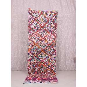 Tapis Boucherouite marocain authentique fait main, style bohème chic, coloré, vintage, artisanat Atlas, décoration. - Product Image 1