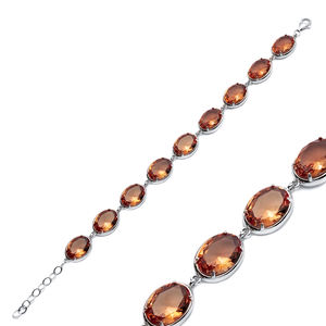 12mm Ovale Sultanite Pierre Tennis Bracelet En Gros À La Main Turc 925 Bijoux En Argent Sterling - Product Image 1