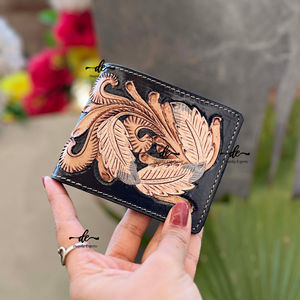 มือ Tooled มาใหม่กระเป๋าสตางค์หนังผู้ชายยาวกระเป๋าสตางค์ซิปขายร้อนแฟชั่นสีดําผู้ถือเงินสดของขวัญสําหรับเขา - Product Image 1