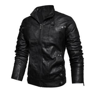 Chaqueta de moto de piel sintética para hombre Traje de carreras de invierno de cuero de motocicleta de moda informal con cremallera superior - Product Image 2