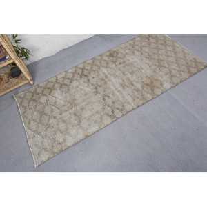 Vintage Boho Style Wool <b>Rug</b> Beige Black Patchwork Design Handmade 2.9 X 6.5 ft Viscose for <b>Bedroom</b> Bed Size 4m Wide Latex - Product Image 2
