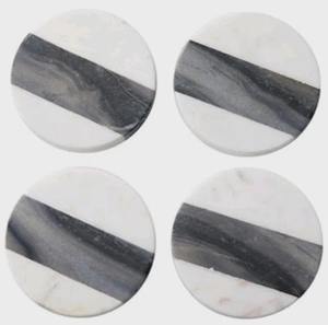 Sous-verres en marbre noir et blanc Multi-Design Coussinets en pierre essentiels pour chaque cuisine Set de formes rondes Tapis et tampons - Product Image 1