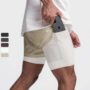 5 pouces hommes noir respirant coupe coudre monocouche sublimation maille Shorts Logo personnalisé broderie solide personnalisé fabricants - Product Image 2