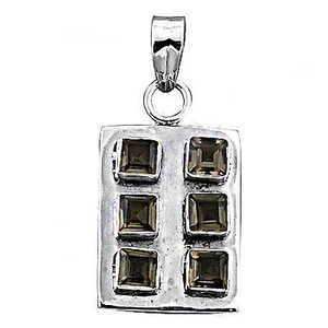 Colgante de Plata 925 con Cuarzo Ahumado para Mujer, Joyería Artesanal de Piedra Preciosa en Oro Rosa con Baño de Rodio y Detalles de Dijes - Product Image 2