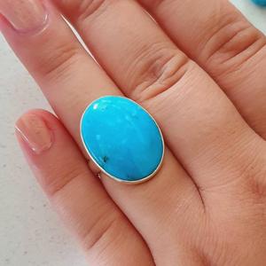 Turquoise Gemstone Oval Cut Diamond 925 Sterling Silver Handmade <b>Statement</b> <b>Ring</b> Classic for Wedding Christmas Sale Gift for Her - Product Image 4