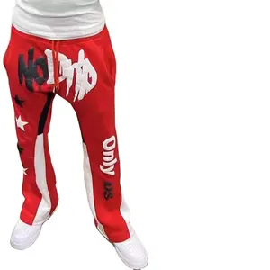 2024 französisches Terry Herren Streetwear erweiterte Jogger Fleece Baumwolle Track erweiterte Sweatpants individueller Druck 3d lässiges Puff Logo Mann