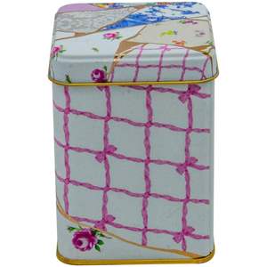 กล่องเก็บของโลหะทรงสี่เหลี่ยม ลายดอกไม้สีทองแบบคินท์ซึกิ ขนาด 75x75x102 มม. ความจุ 0.5 ลิตร ฝาเปิดแบบเลื่อน ลายดอกไม้สวยงาม - Product Image 1