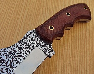 Couteau Tracker avec acier inoxydable avec gravure sur lame manche en feuille de jute micarta et tuyaux en laiton avec un beau raccord. - Product Image 5