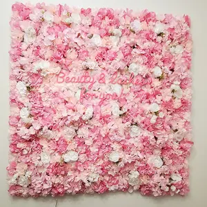 HP-136 Custom Party Decor Artificial Pink Rose Panel Floral Vertical Backdrop Flower Wall for Wedding Decoration