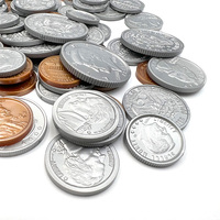 PLOMA 94 Piezas de Monedas de Dólar Estadounidense de Plástico No Tóxico (30+20+4+30) para Niños de 2 a 7 Años, Juguete Educativo