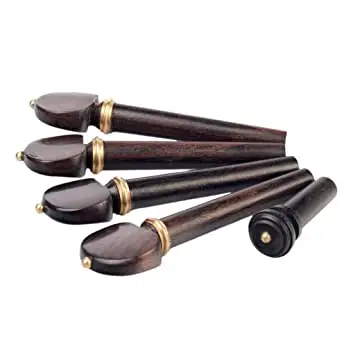 Indian Handmade Ebony Wood Violin Parts Set Tailpiece Tuning Pegs Endpin for 4/4 Fiddle at best Price