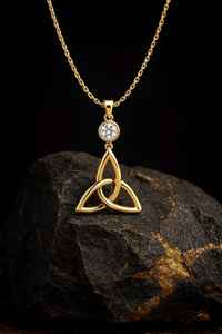 925 Sterling <b>Silver</b> 14k Gold Plated Triple Knot <b>Necklace</b> Zircon Dainty Celtic Triquetra Pendant Christian Irish Symbol Unisex - Product Image 6
