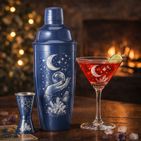 Ensemble de shakers à cocktails 4 pièces, kit de barman mystique avec verre à martini, coffret cadeau astrologique pour bar