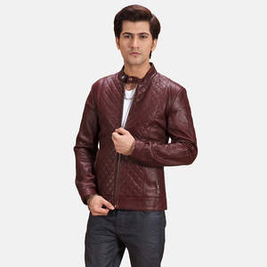 Chaqueta de Motociclista Vintage Burgunn Dee, Color Granate, Reversible, de Piel de Oveja y PU, Impermeable, con Cierre de Cremallera, con Capucha, Tallas XS-XL, para Otoño - Product Image 1