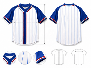 เสื้อเบสบอลเด็กผู้ชายสั่งทำได้ สีขาว น้ำเงิน แดง แขนสั้น ติดกระดุมด้านหน้า ระบายอากาศ แห้งเร็ว ผ้าไนลอน/แคชเมียร์ตาข่าย - Product Image 1