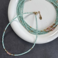 Collier personnalisé superposé en pierres naturelles plaqué or, perles, chaîne en acier inoxydable, pendentif en pierres précieuses, style bohème, pour boutiques
