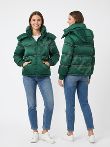 Comfortable Soft Shell Material Blue Short Puffer Jacket <b>Winter</b> Warm Quilted <b>Padded</b> <b>Coat</b> Zipper Front Casual Outdoor Puffer <b>Coat</b> - Product Image 6
