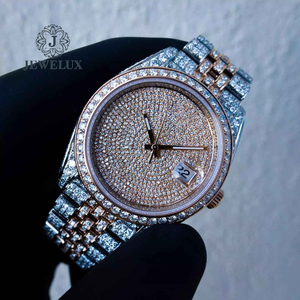 Montre analogique en acier inoxydable bicolore en or blanc de qualité supérieure Cadran en diamant Moissanite VVS Montre d'affaires de mode de luxe - Product Image 2