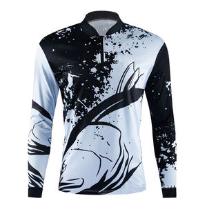 Venta mejor venta al por mayor de ropa de pesca polos de manga larga de rendimiento 100% poliéster transpirable cuarto de cremallera camisas de pesca - Product Image 3