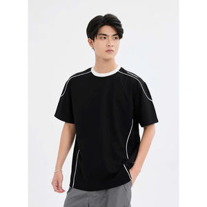 NH27 Camiseta de manga corta con cuello redondo para hombre, tela de algodón transpirable de ajuste moderno, estilo versátil para uso diario - Product Image 1