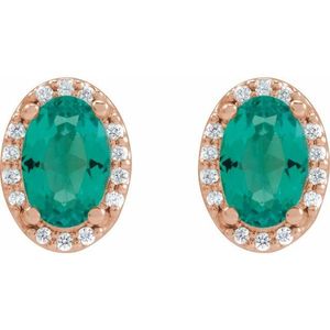 Oval 4-Prong Halo-Style Low <b>Stud</b> Earring Trendy 14K/18K Gold Plated for Gift - Product Image 2