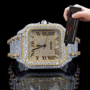 Montre de luxe personnalisée en or 10 carats avec pierres précieuses noires, diamants de marque haut de gamme, diamants VVS, montre mécanique automatique pour homme - Product Image 4