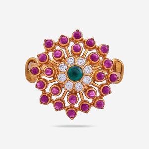 Silver Temple Geometric Gemstone <b>Ring</b> 164676 Rhodium Plated Platinum Ruby Amethyst Garnet <b>Opal</b> Cut Stones Set Unique Inlay - Product Image 1