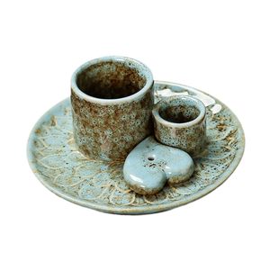 Soporte y quemador de palo de incienso de mármol beige para uso religioso - Product Image 6