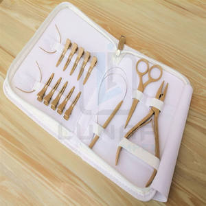 Alicates de extensión de cabello, herramientas y accesorios de Color, Kit de Funda de cuero blanco, tamaños de Micro anillos, con cable de bucle - Product Image 6