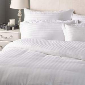 Manufacturer 4pcs Stripes Duvet Cover Bedding Set Custom <b>Flat</b>/<b>Fitted</b> <b>Sheet</b> Queen Size White Polyester Home Hotel & Hospital Use - Product Image 4