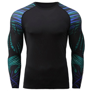Compression <b>BJJ</b> Jiu Jitsu MMA <b>Rash</b> <b>Guard</b> Long Sleeve Custom Sublimation Printed Polyester/Spandex Unisex - Product Image 2