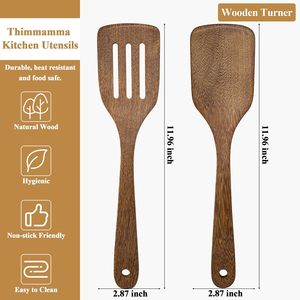 <b>Wooden</b> Spatula for <b>Cooking</b> 12 Inches Wood Spatula Slotted Turner <b>Cooking</b> <b>Utensils</b> for Nonstick Cookware Kitchen Spatula - Product Image 4