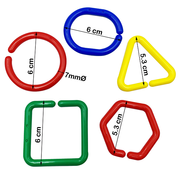 20 Pcs Non-Toxic Plastic Chain Link Toy - Big Mix Shapes for Ages