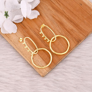 ต่างหูหมุดชุบทองต่างหูทำมือต่างหูทองเหลืองดีไซน์คลาสสิกสำหรับผู้หญิงและเด็กผู้หญิงมาใหม่ - Product Image 3