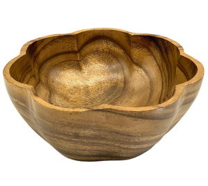 Tazón Redondo de Madera Ecológico para Servir, Forma Festoneada, Hecho a Mano, para Ensaladas, Frutas, Palomitas de Maíz y Decoración de Fiestas - Product Image 3