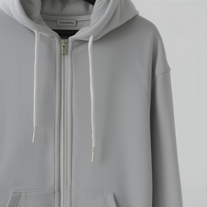 Veste à capuche zippée en polyester/nylon, sweat-shirt polaire confortable avec fermeture éclair, design brodé, options d'étiquettes personnalisées OEM/ODM - Product Image 3