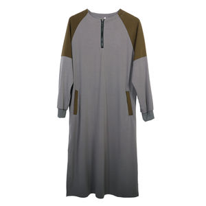 Nuevo diseño de manga larga Thobes para hombres de Oriente Medio, bata con cuello levantado en Color puro, cremallera personalizada de talla grande, cuello redondo para hombres árabes - Product Image 5