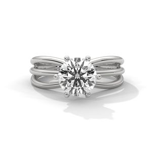 Nuovo Design Anello di Fidanzamento con Diamante Sintetico Taglio Rotondo da 1 Carato in Oro Massiccio 14K Stile Trendy Anello di Promessa Raffinato per Donne - Product Image 3