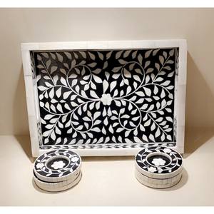 Bandeja con incrustaciones de fregona redonda de madera con bandeja para servir postres de resina para bandejas para servir en restaurantes y hoteles al por mayor de La India - Product Image 2