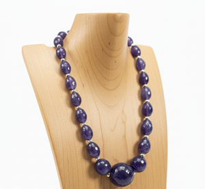 Collier tendance pour femme en argent tibétain de haute qualité, fait main, 18 pouces, avec un design géométrique de cadenas, perles d'aigue-marine naturelles, à la mode - Product Image 6