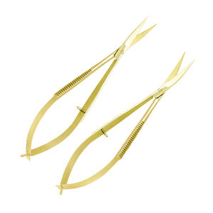 Ensemble de micro ciseaux couleur or poignées russes antidérapantes ciseaux à cils à ressort en acier inoxydable - Product Image 4