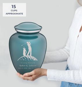 Urnas de cremación de golf personalizadas para adultos Teal Embrace para cenizas humanas, urna funeraria grande para hombres y mujeres, urnas de tamaño personalizado - Product Image 2