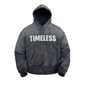 Sweat à capuche pour homme en molleton 100% coton 500 g/m² épais, imprimé à l'acide, coupe ample vintage, style streetwear, avec poche, respirant, logo personnalisé - Product Image 1