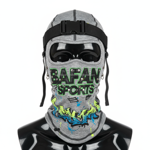 Balaclava thermique pour femmes 260 GSM en tricot respirant polyester élasthanne gris multi-panneaux avec logo imprimé personnalisé Balaclava pour femmes - Product Image 1