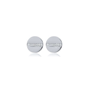 Pendientes de tuerca de forma redonda de piedra CZ, joyería de plata de ley 925 turca hecha a mano al por mayor - Product Image 5