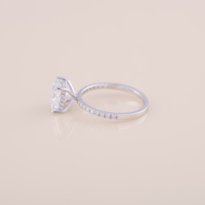 แหวนเพชรทรงปรินเซสคัท IGI เพชรเลี้ยงในห้องปฏิบัติการ สำหรับหมั้นและแต่งงาน พร้อมวงแหวนประดับเพชรแบบ Pavé ทองคำขาว/โรสโกลด์/ทองคำเหลือง 9K - Product Image 2