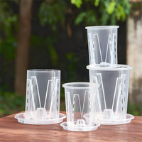 Pots à orchidées transparents épaissis en gros, 4-6,3 pouces, en plastique transparent, avec fentes, trou de drainage, doublure pour plantes, écologique