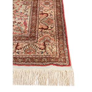 Alfombra de Seda Anudada a Mano Gulmarg Pae-5235, Diseño de Medallón Verde y Patrón Rectangular para el Hogar, para Dormitorio y Sala de Estar - Product Image 4